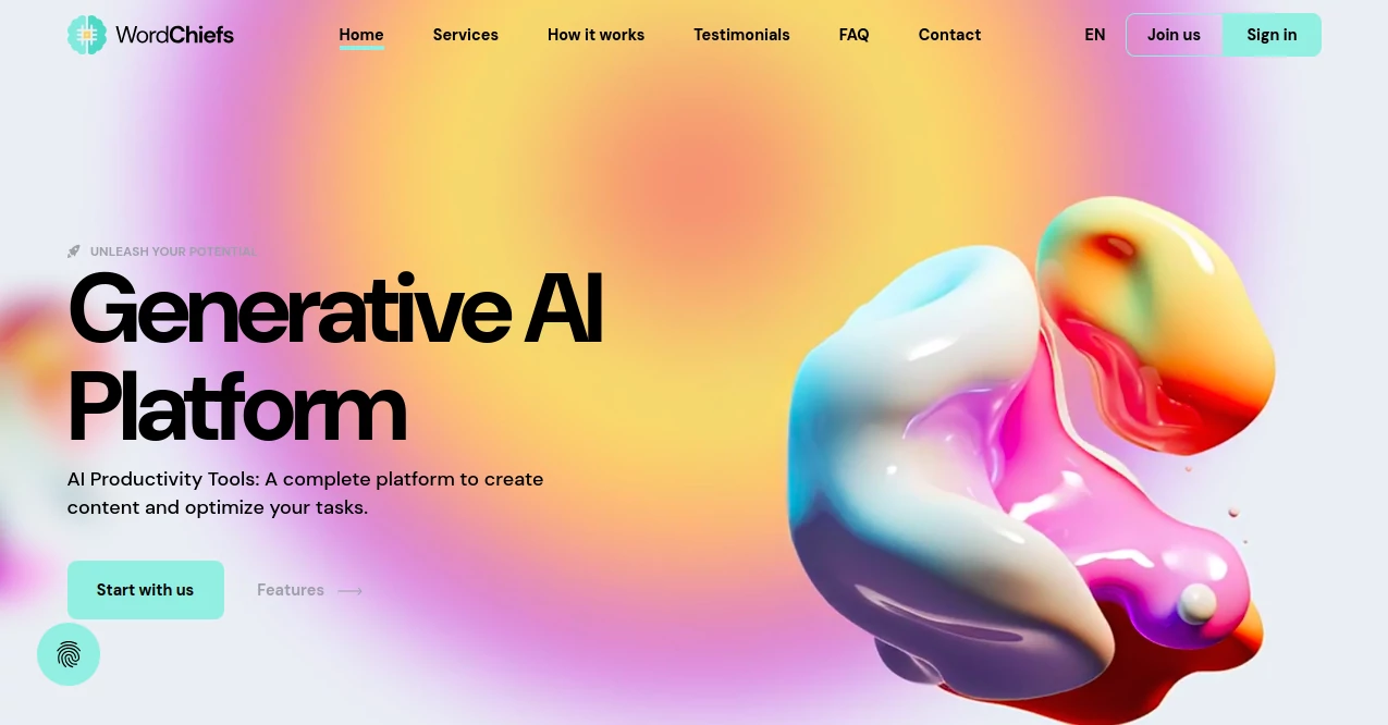 Screenshot of wordchiefs – An AI tool in the ,AI Photo & Image Generator ,AI Content Generator ,AI Code Generator ,AI Chatbot  category, showcasing its interface and key features.