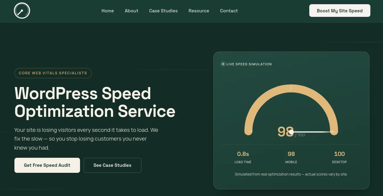 Screenshot of WordPress Speed Optimization Service – An AI tool in the ,Code & IT  category, showcasing its interface and key features.