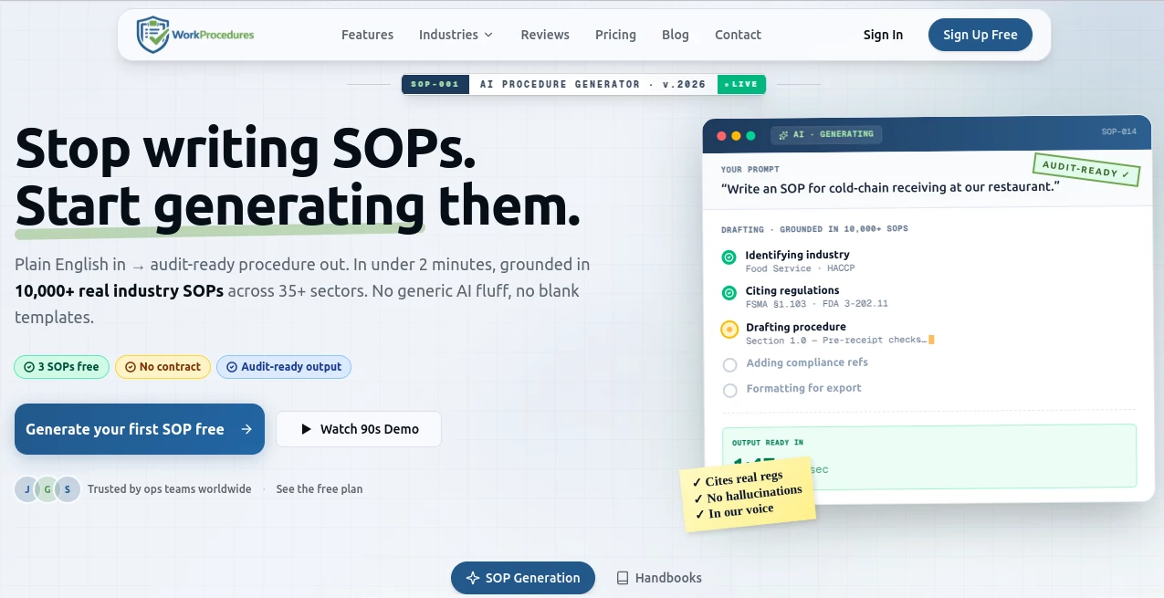 Screenshot of WorkProcedures – An AI tool in the ,AI Team Collaboration ,AI Workflow Management ,AI SOP ,AI Documents Assistant  category, showcasing its interface and key features.