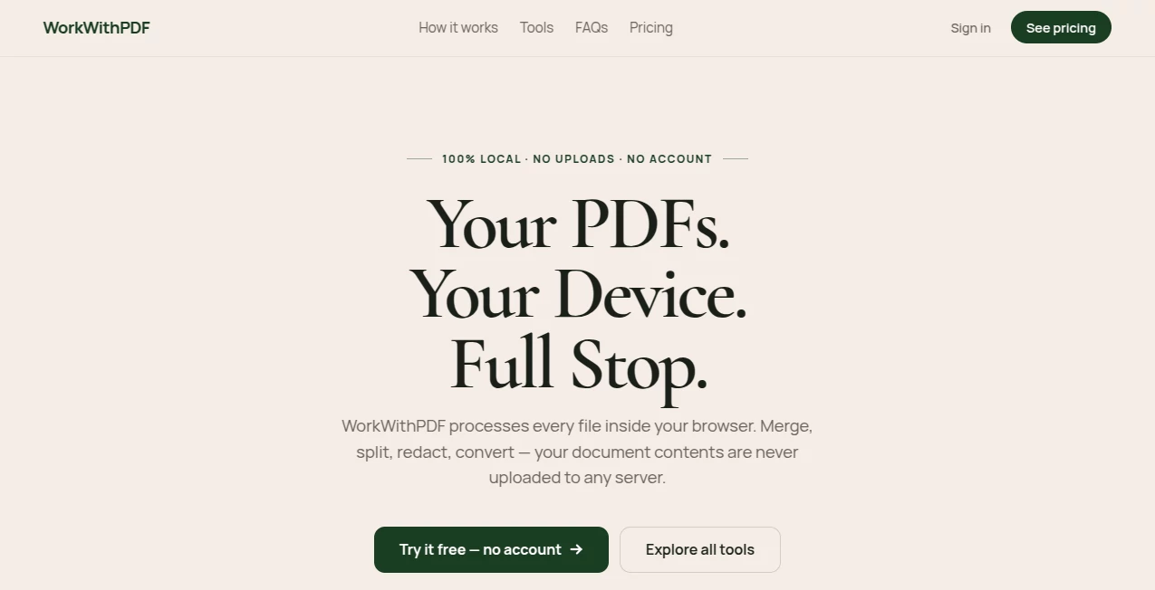 Screenshot of WorkWithPDF – An AI tool in the ,AI PDF ,AI Documents Assistant  category, showcasing its interface and key features.