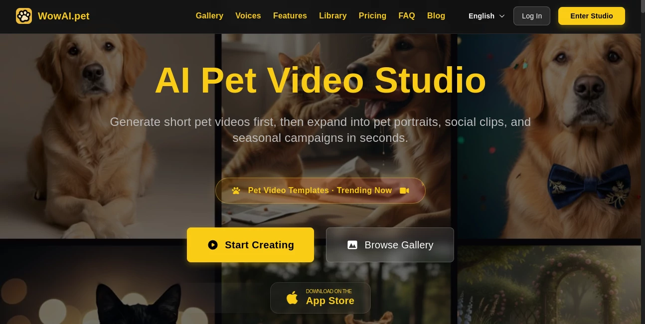 Screenshot of WowAI.pet – An AI tool in the ,AI Photo & Image Generator ,AI Image to Video ,AI Personalized Video Generator ,AI Video Generator  category, showcasing its interface and key features.