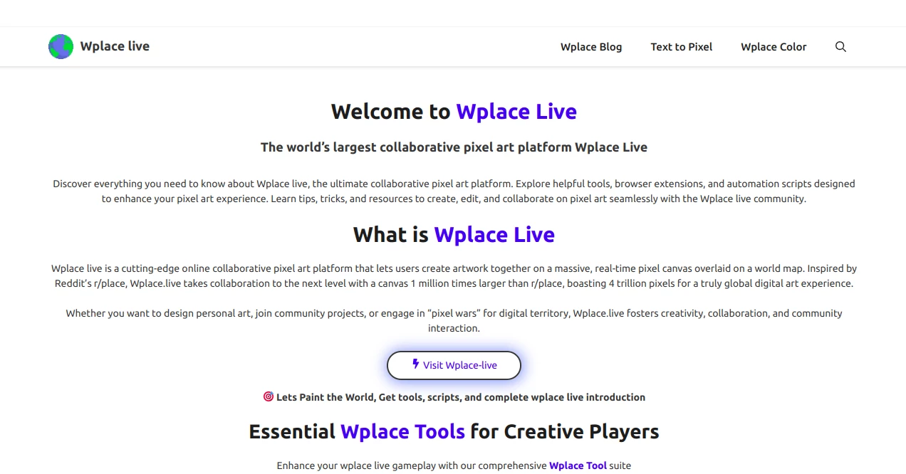 Screenshot of Wplace Live – An AI tool in the ,AI Image to Image ,AI No-Code & Low-Code ,AI Design Generator ,Other  category, showcasing its interface and key features.