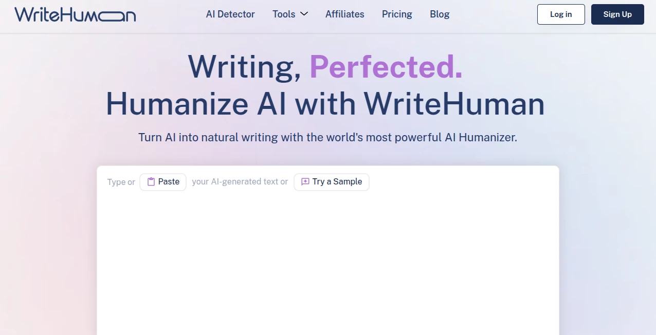 Screenshot of WriteHuman – An AI tool in the ,AI Paraphraser ,AI Rewriter ,AI General Writing ,AI Writing Assistants  category, showcasing its interface and key features.