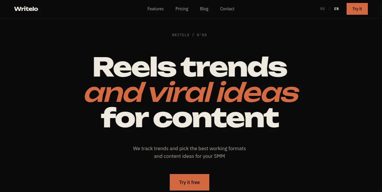 Screenshot of WRITELO – An AI tool in the ,AI Video Search ,AI Social Media Assistant ,AI Instagram Assistant ,AI Analytics Assistant  category, showcasing its interface and key features.