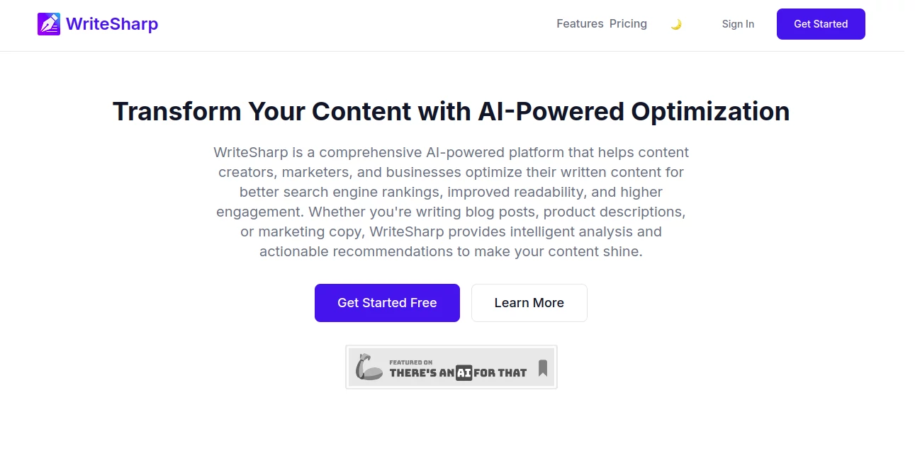 Screenshot of WriteSharp – An AI tool in the ,AI Email Assistant ,AI Productivity Tools ,AI Rewriter ,AI Writing Assistants  category, showcasing its interface and key features.
