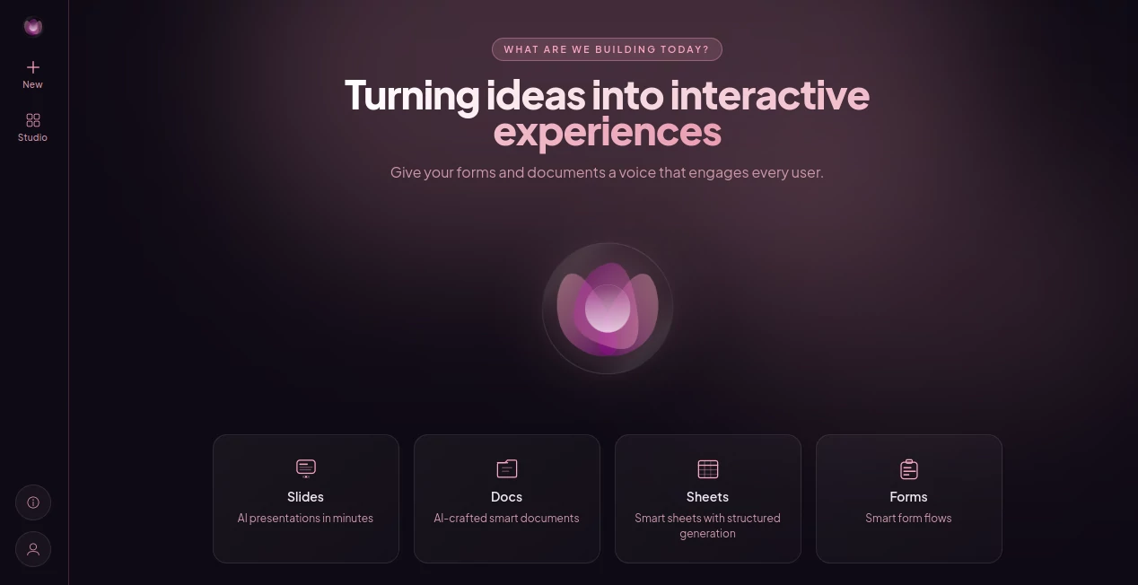 Screenshot of WZRD – An AI tool in the ,AI Documents Assistant ,AI Productivity Tools ,AI Forms & Surveys ,AI Presentation Generator  category, showcasing its interface and key features.