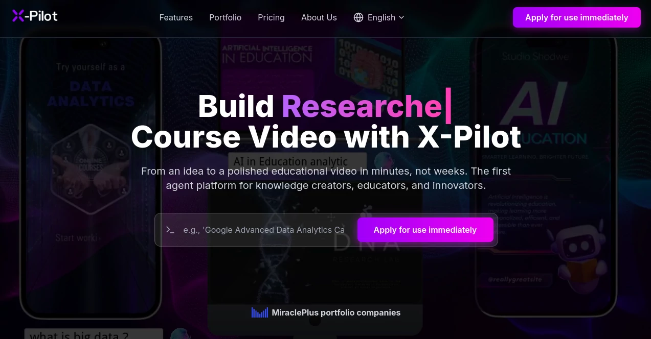 Screenshot of x-pilot – An AI tool in the ,AI Tutorial ,AI Course ,AI Video Generator ,AI Presentation Generator  category, showcasing its interface and key features.