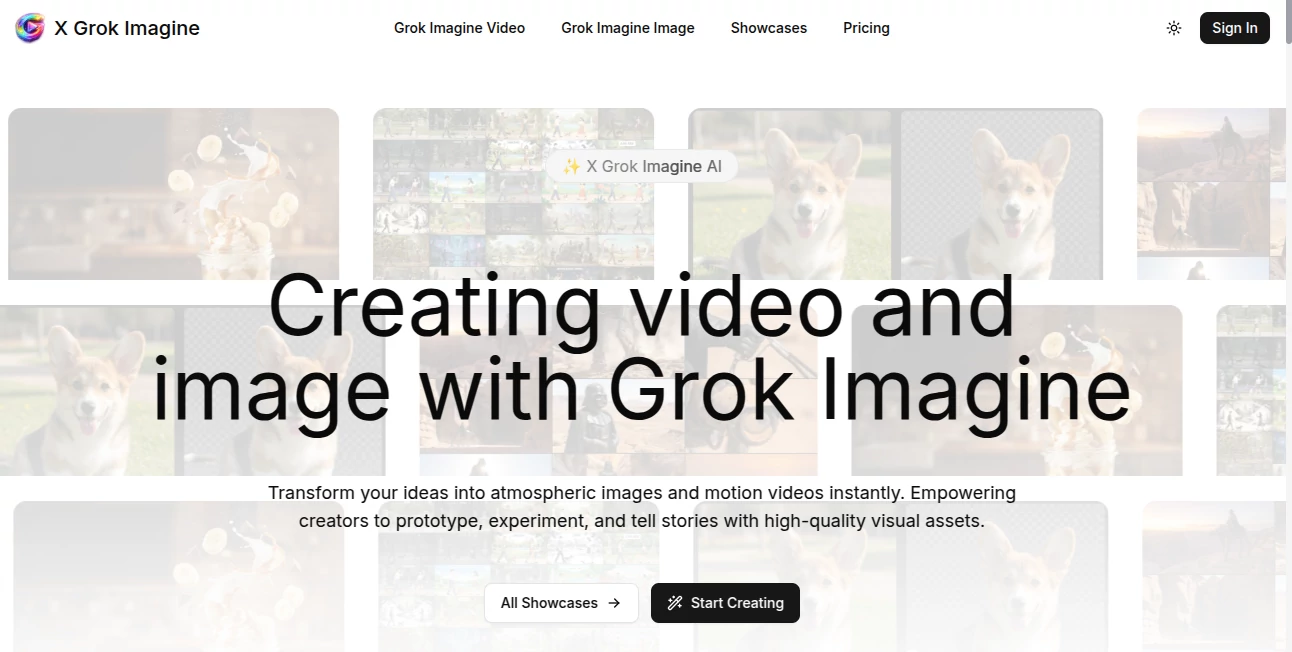 Screenshot of X Grok Imagine – An AI tool in the ,AI Photo & Image Generator ,AI Art Generator ,AI Design Generator ,AI Text to Image  category, showcasing its interface and key features.