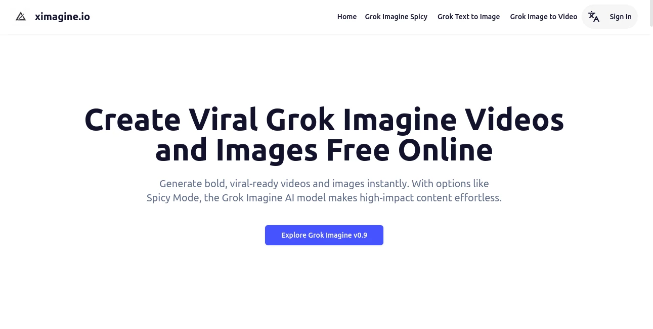 Screenshot of ximagine.io – An AI tool in the ,AI Image to Video ,AI Video Generator ,AI Text to Video ,AI Art Generator  category, showcasing its interface and key features.