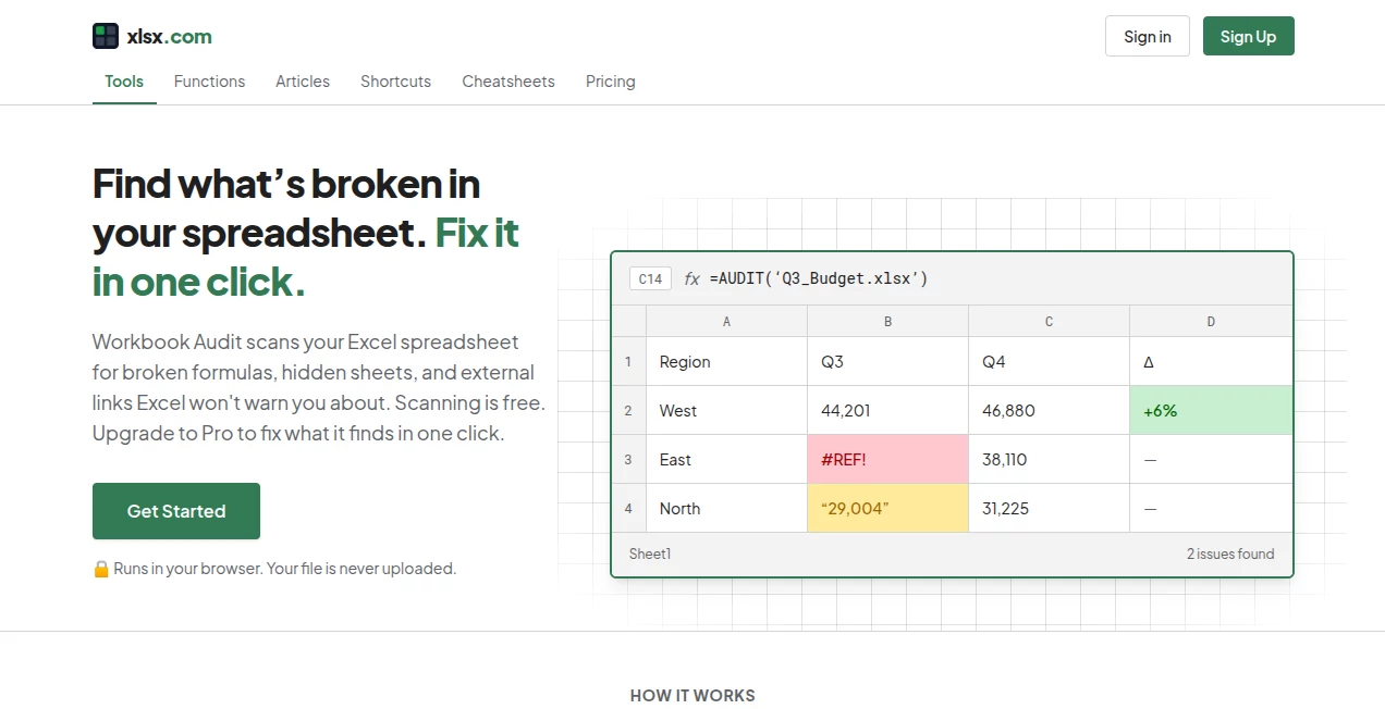 Screenshot of XLSX – An AI tool in the ,AI Productivity Tools ,AI Spreadsheet  category, showcasing its interface and key features.