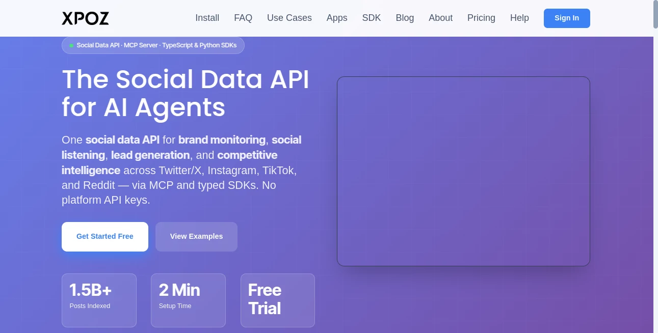 Screenshot of Xpoz – An AI tool in the ,AI Developer Tools ,AI Research Tool ,AI Analytics Assistant ,Other  category, showcasing its interface and key features.