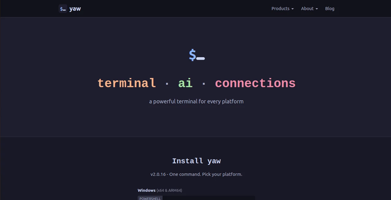 Screenshot of Yaw – An AI tool in the ,AI DevOps Assistant ,AI Code Assistant ,AI Developer Docs ,AI Developer Tools  category, showcasing its interface and key features.
