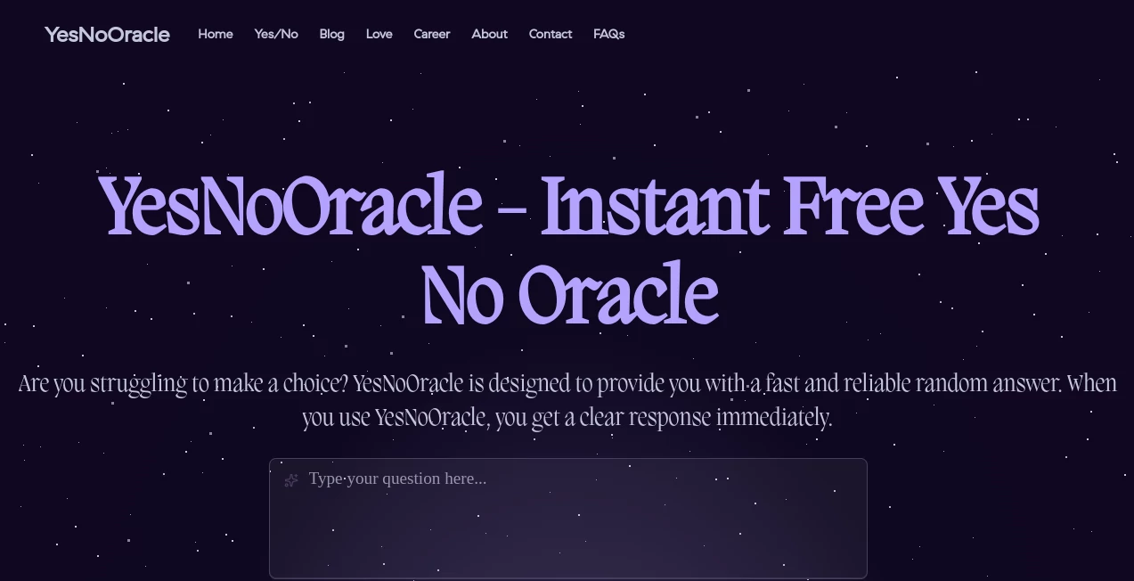 Screenshot of Yes No Oracle – An AI tool in the ,AI Life Assistant ,AI Fun Tools ,Other  category, showcasing its interface and key features.