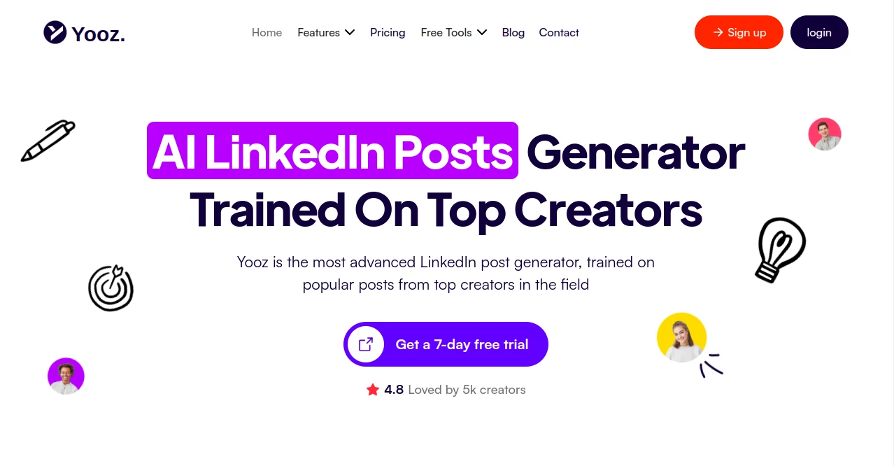 Screenshot of Yooz AI – An AI tool in the ,AI Content Generator ,AI Scheduling ,AI Social Media Assistant ,AI Writing Assistants  category, showcasing its interface and key features.