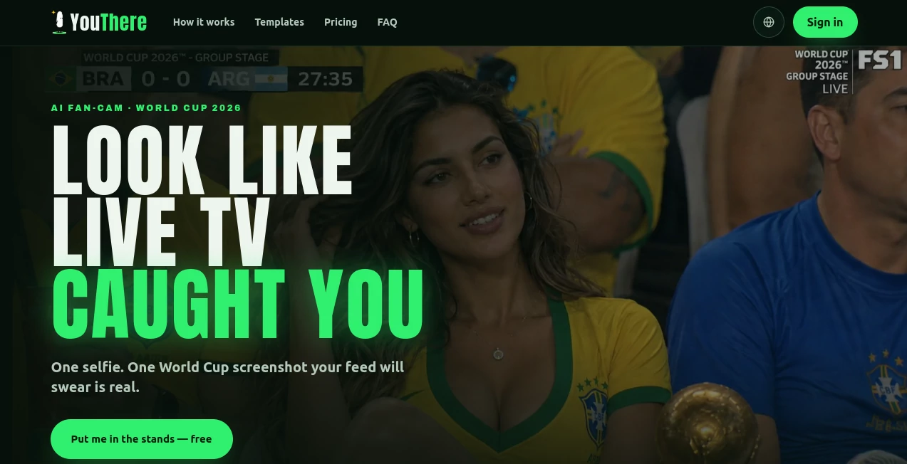 Screenshot of YouThere – An AI tool in the ,AI Photo & Image Generator ,AI Avatar Generator ,AI Photography ,AI Social Media Assistant  category, showcasing its interface and key features.