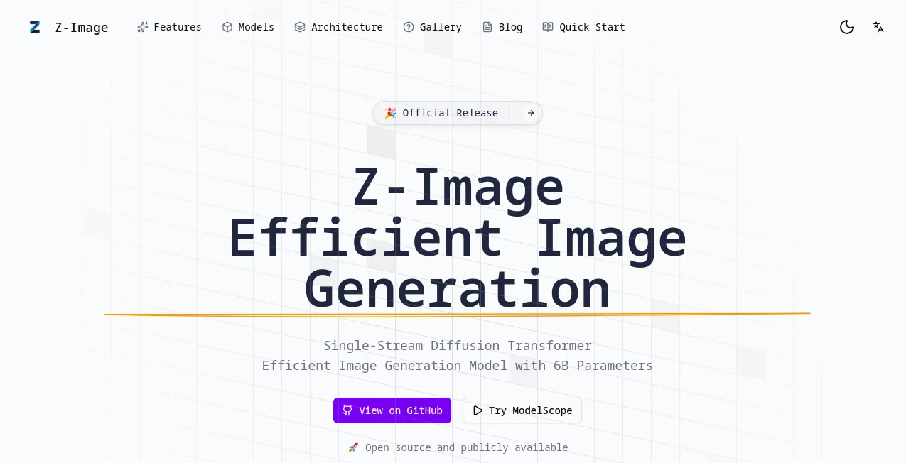 Screenshot of Z-Image – An AI tool in the ,AI Photo & Image Generator ,AI Art Generator ,AI Image to Image ,AI Text to Image  category, showcasing its interface and key features.