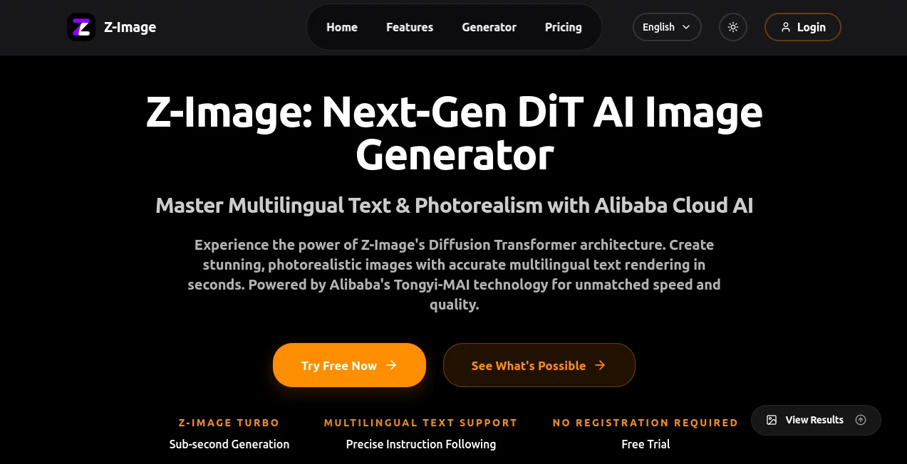 Screenshot of Z-Image – An AI tool in the ,AI Photo & Image Generator ,AI Art Generator ,AI Design Generator ,AI Text to Image  category, showcasing its interface and key features.