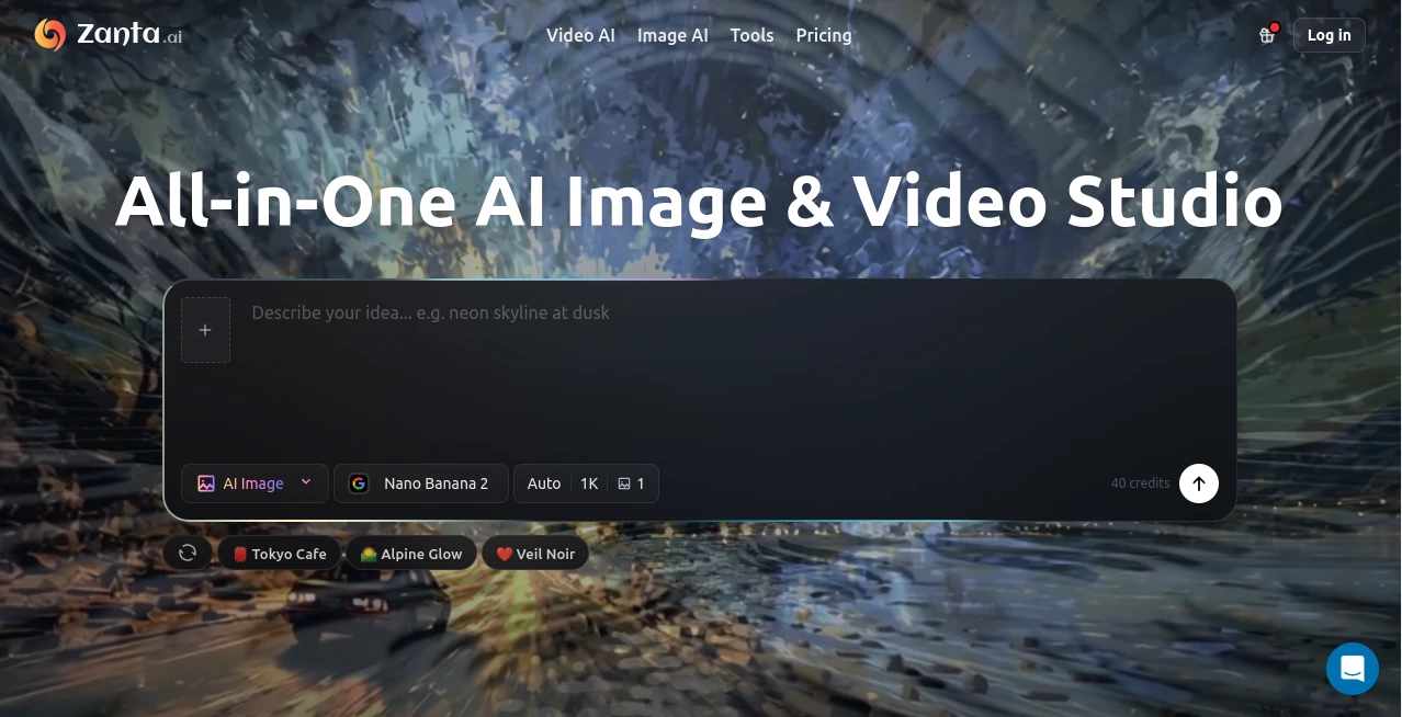 Screenshot of Zanta – An AI tool in the ,AI Photo & Image Generator ,AI Image to Video ,AI Text to Video ,AI Video Generator  category, showcasing its interface and key features.