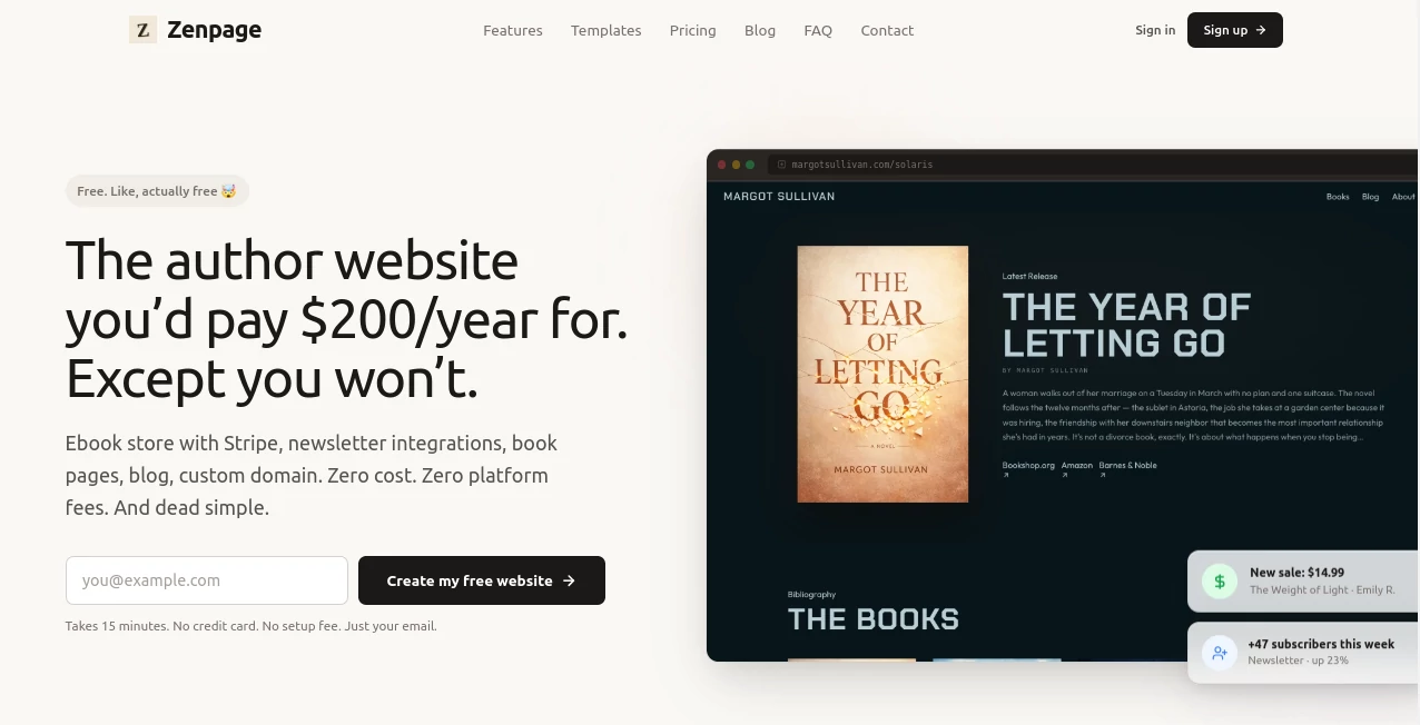 Screenshot of Zenpage – An AI tool in the ,AI Landing Page Builder ,AI Website Builder ,AI Bio Link ,AI Email Assistant  category, showcasing its interface and key features.