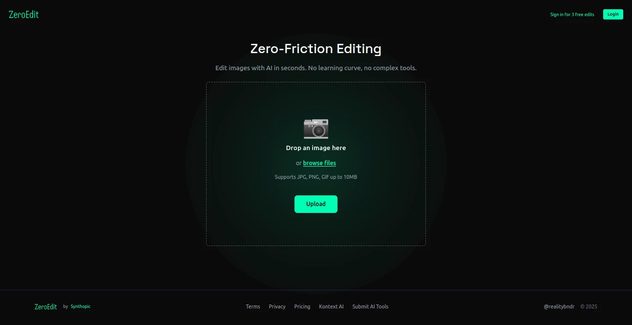 Screenshot of ZeroEdit – An AI tool in the ,Photo & Image Editor  category, showcasing its interface and key features.