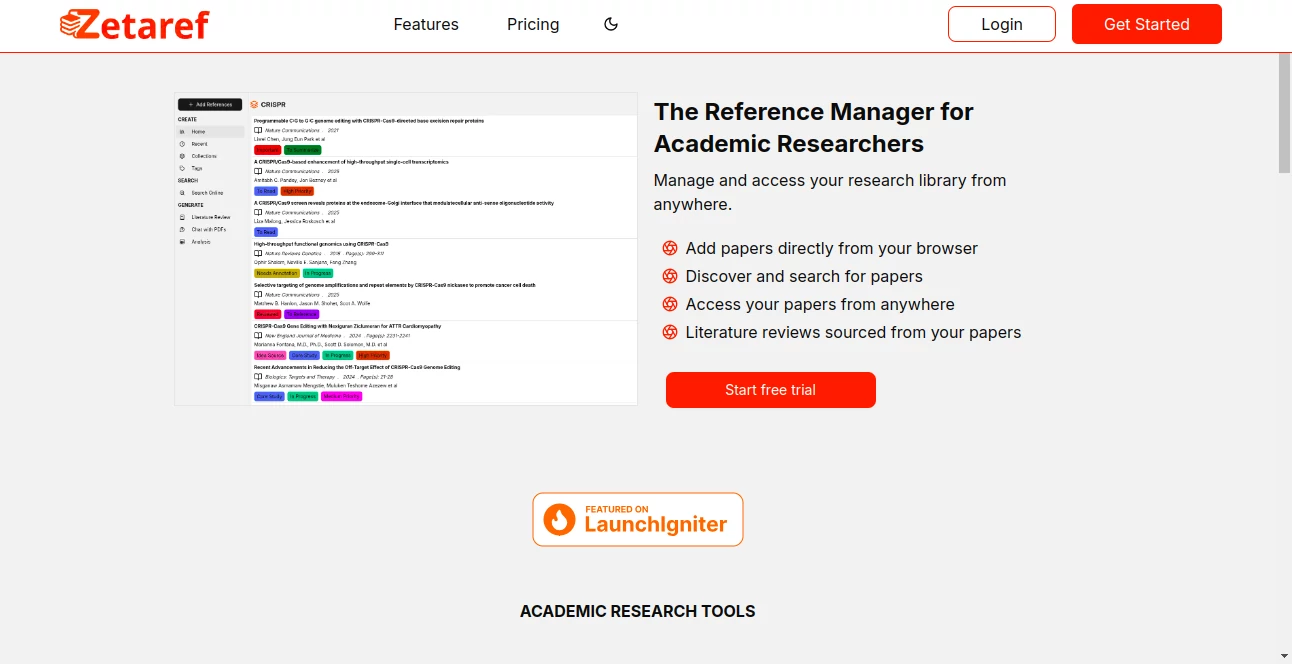 Screenshot of Zetaref – An AI tool in the ,AI Knowledge Management ,AI Documents Assistant ,AI Research Tool ,AI Knowledge Base  category, showcasing its interface and key features.