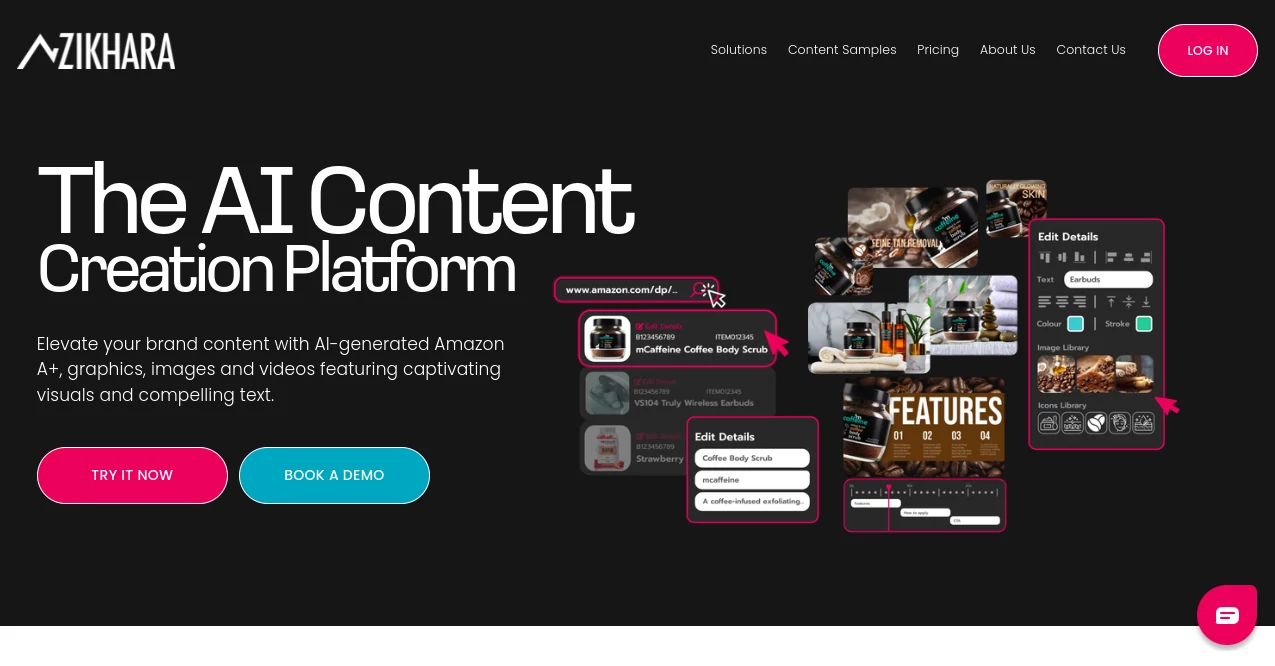 Screenshot of Zikhara AI – An AI tool in the ,AI Photo & Image Generator ,AI Content Generator ,AI E-commerce Assistant ,AI Graphic Design  category, showcasing its interface and key features.