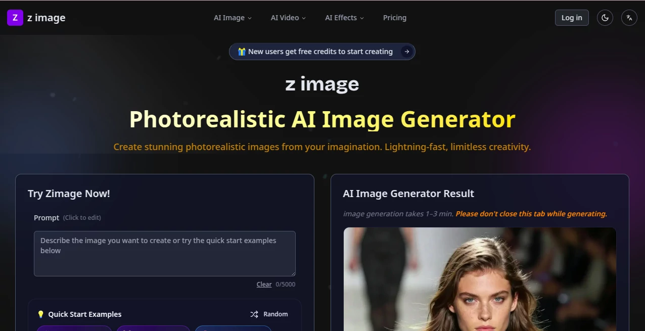 Screenshot of z image – An AI tool in the ,Photo & Image Editor ,AI Photo Enhancer ,AI Image to Image ,AI Art Generator  category, showcasing its interface and key features.