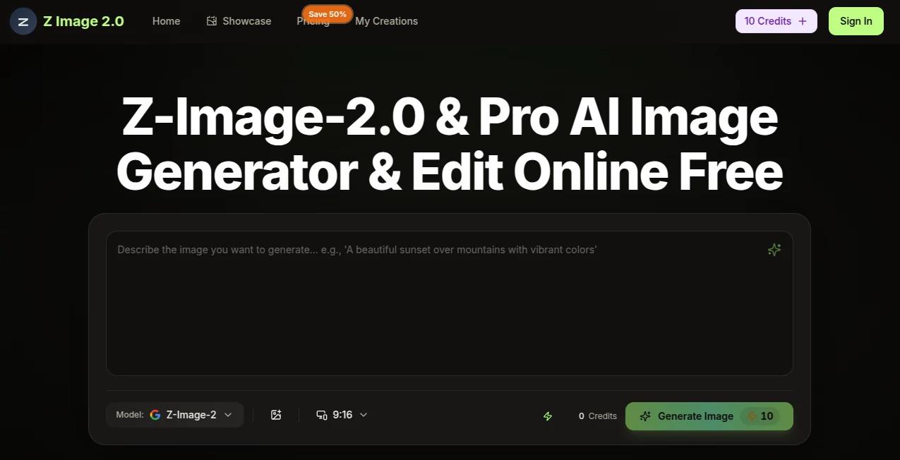 Screenshot of z image – An AI tool in the ,AI Text to Image ,AI Photo & Image Generator ,AI Art Generator ,AI Design Generator  category, showcasing its interface and key features.