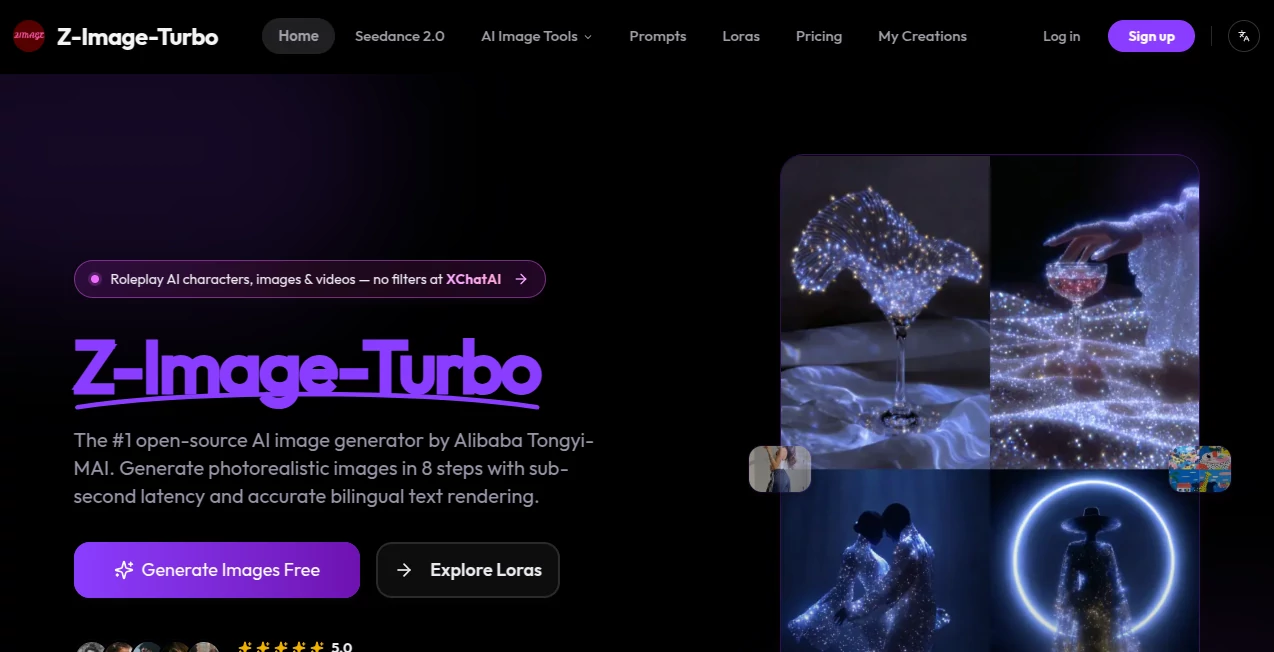 Screenshot of Z-Image-Turbo – An AI tool in the ,AI Text to Image ,AI Photo & Image Generator ,AI Design Generator ,AI Graphic Design  category, showcasing its interface and key features.