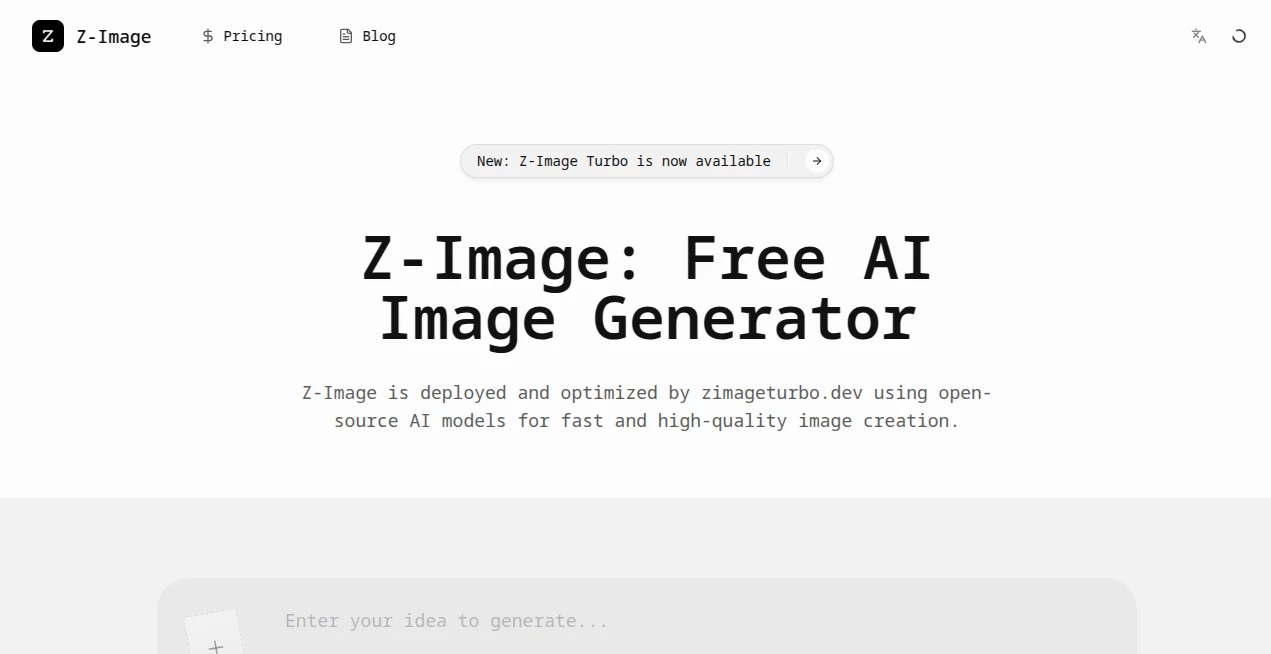 Screenshot of Z-Image – An AI tool in the ,AI Photo & Image Generator ,AI Design Generator ,AI Text to Image  category, showcasing its interface and key features.