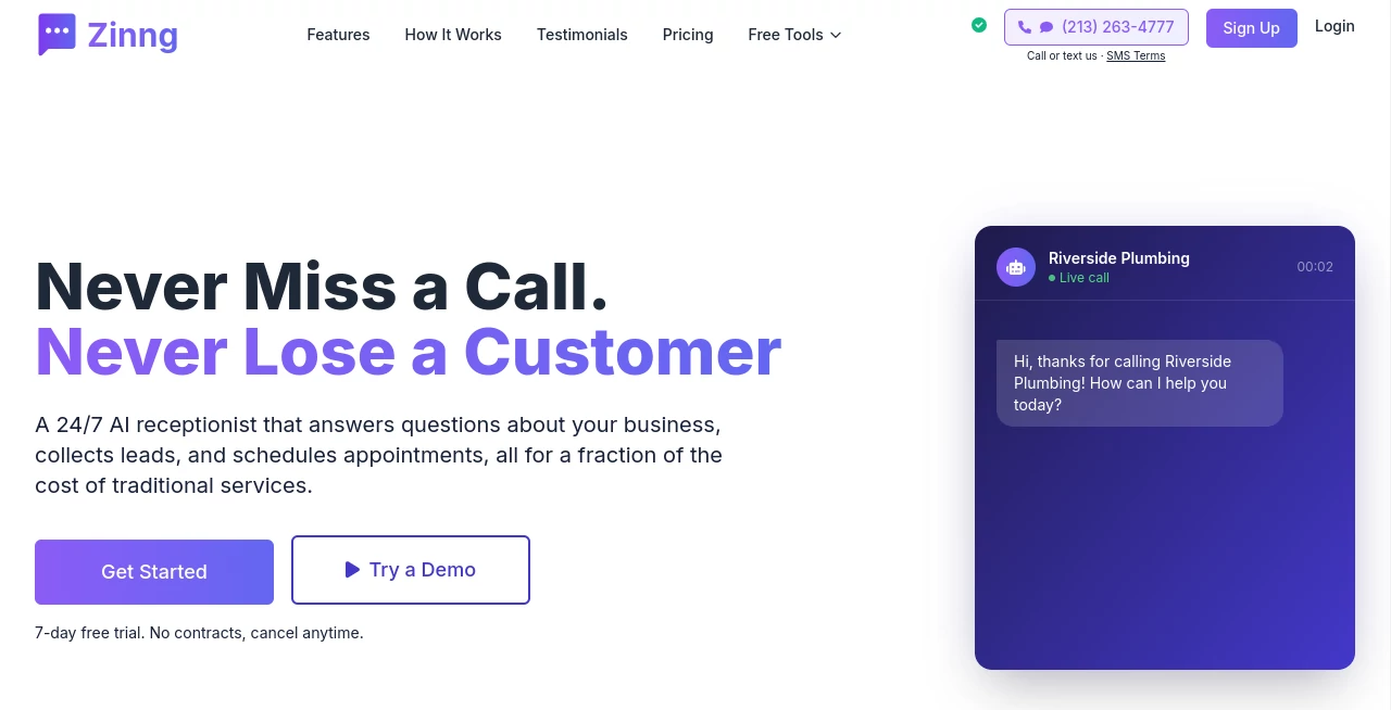 Screenshot of Zinng AI – An AI tool in the ,AI Voice Assistants ,AI Business Ideas Generator ,AI Customer Service Assistant ,AI Scheduling  category, showcasing its interface and key features.