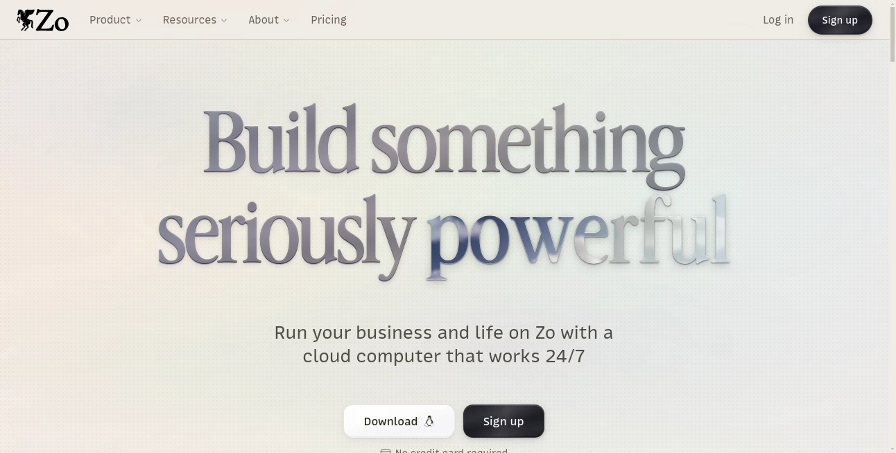Screenshot of Zo Computer – An AI tool in the ,AI Workflow Management ,AI Website Builder ,AI Productivity Tools ,AI Developer Tools  category, showcasing its interface and key features.